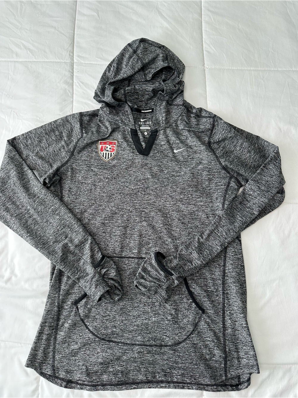 Nike Dri-FIT Heather Gray Pullover Hoodie with Black Trim